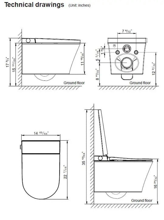 Roca Omi Wall Hung Smart Toilet, White Vitreous China/White Roca