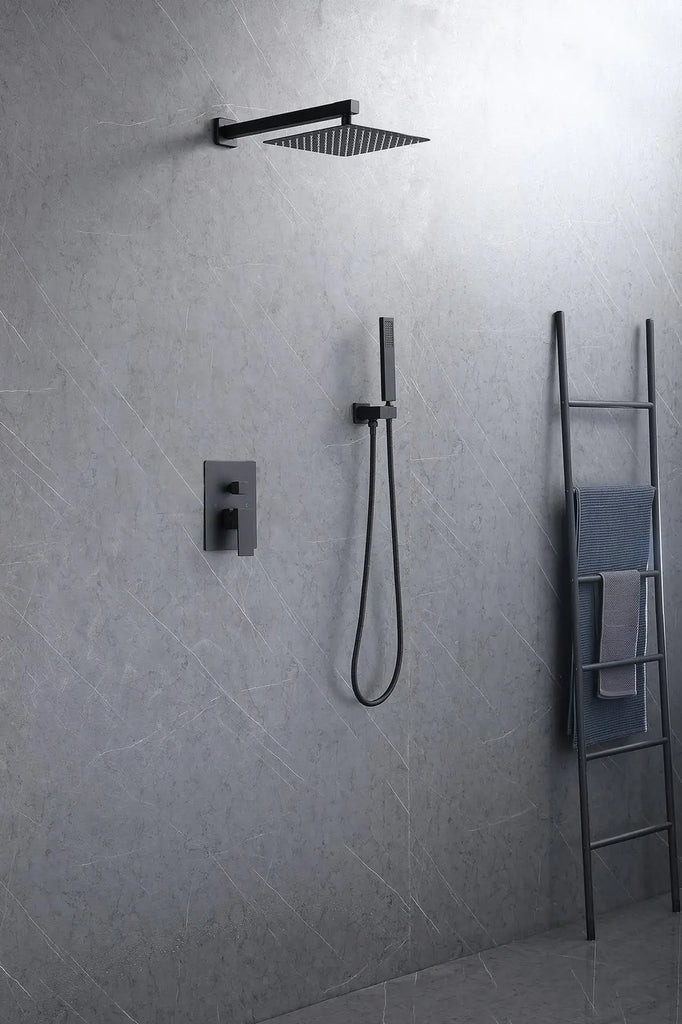 Monaco matte black complete shower set .Shower System 10 Inches shower secretbathstore