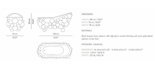 Newton Black Gold Luxury freestanding bathtub MV