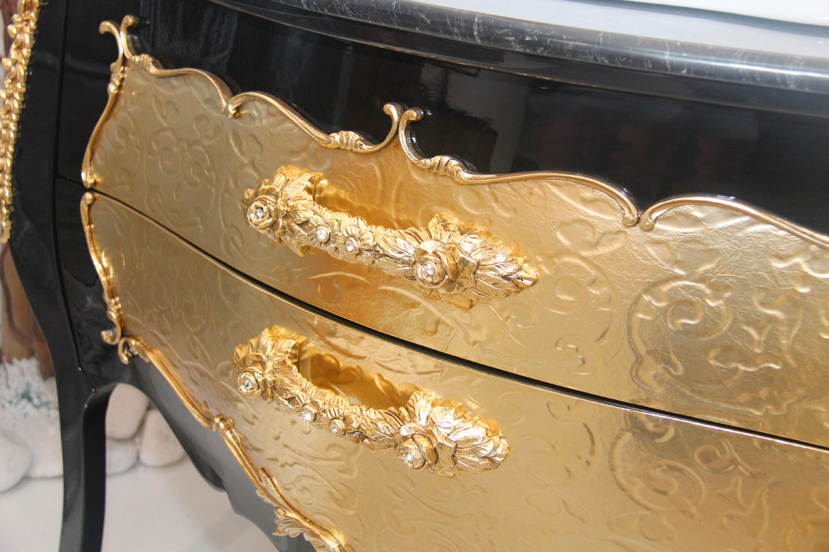 Palace decoration. Gold Leaf and brass handles with Swarovski crystals inlaid.