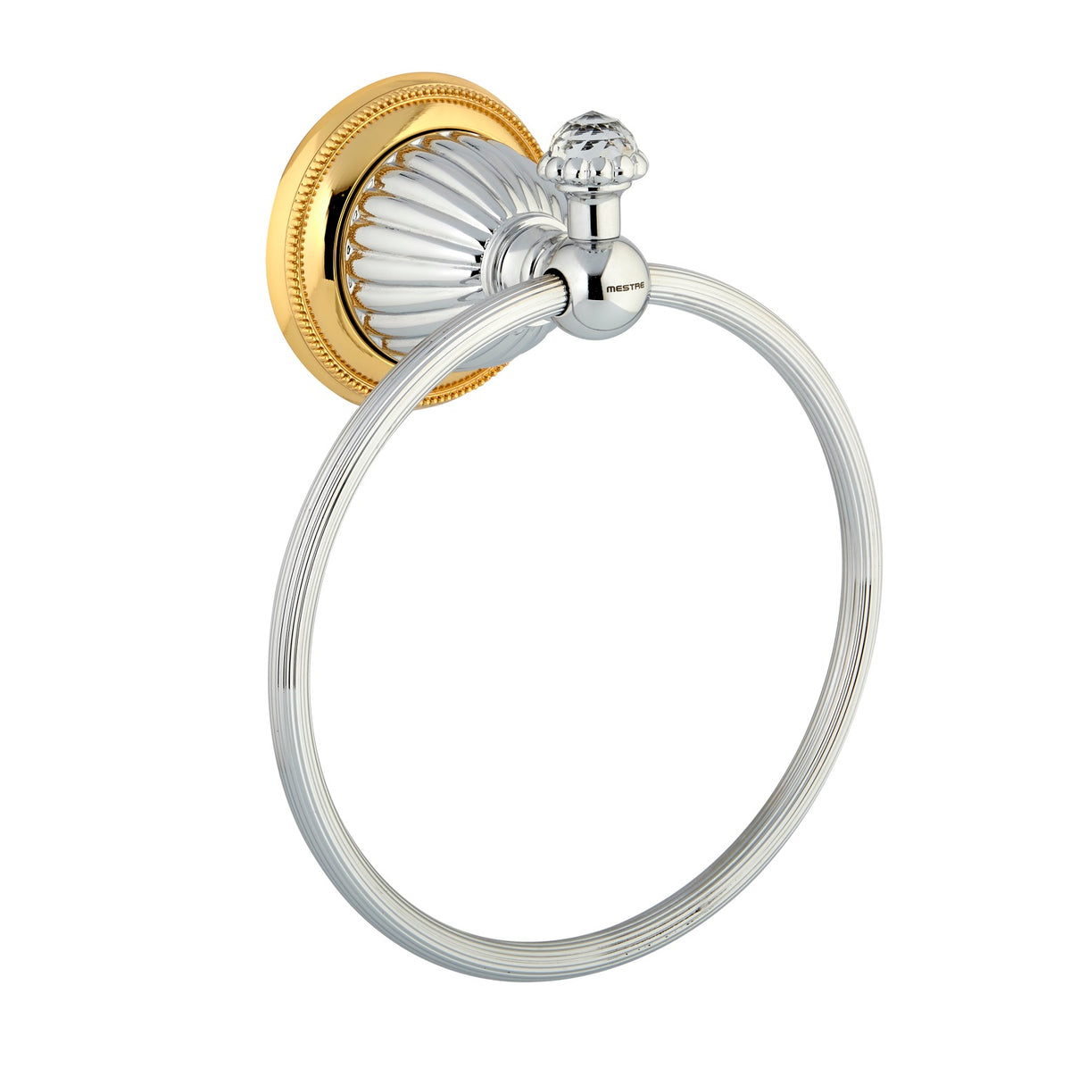 Artica Chrome Gold towel ring. Swarovski