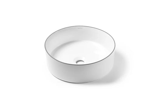 Gray trim round bathroom sink