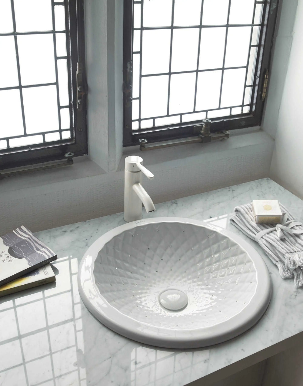 Dance Rhombus bathroom drop in sink. Swarovski crystals inlaid ...