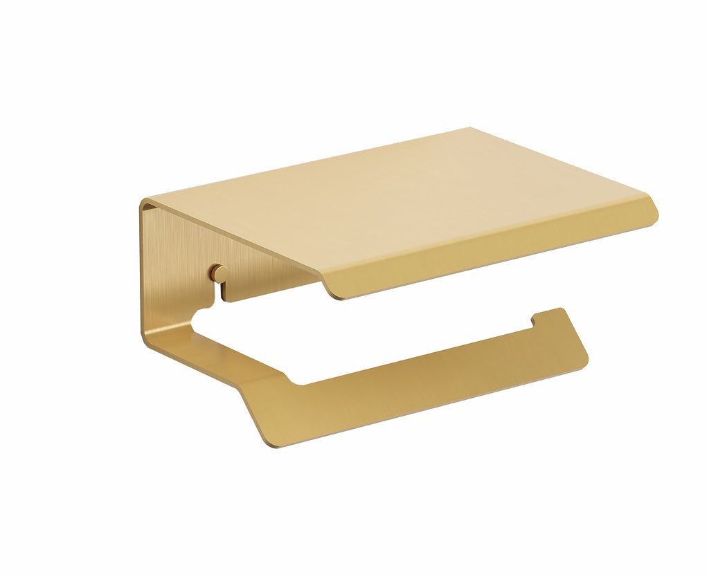 Yass toilet paper holder with cover. Brushed gold toilet paper holder. Matte black toilet roll holder.