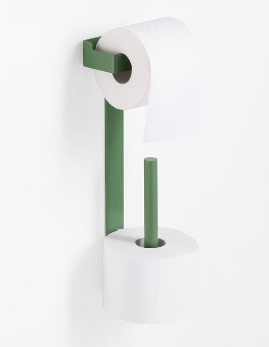 Slim toilet paper holder with spare. Toilet roll holder. Colored bath accessories.