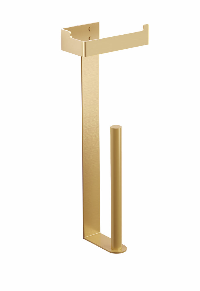Yass toilet paper holder with spare. Brushed gold toilet paper holder, toilet roll holder