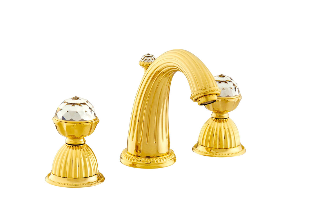 Artica Swarovski® Gold two handles widespread bathroom sink faucet. Luxury bathroom faucet, traditional taps