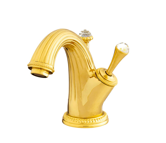 Artica Swarovski® Gold single hole bathroom sink faucet. Luxury faucet, European brand