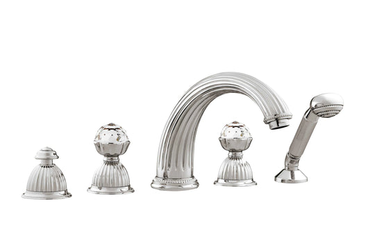 Artica Swarovski 5 holes bathtub faucet set . Luxury deck-mount bathtub taps, European brand