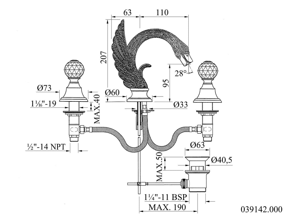 Swan widespread faucet drawing