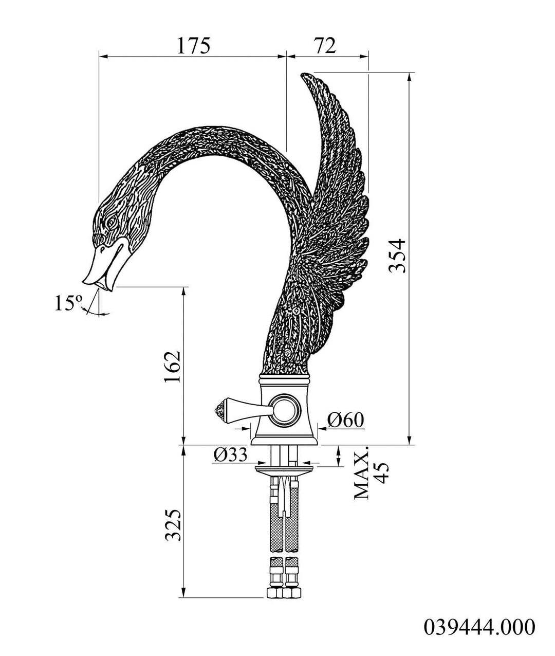 Antarctica Swan Single hole bathroom vessel sink faucet . Tall bathroom sink faucet, luxury taps