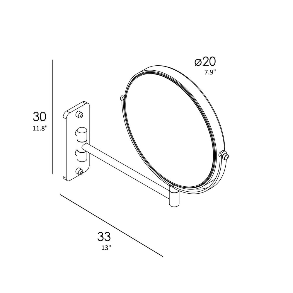 Wall mount 8" Two sided swivel brushed gold magnifying mirror Secret Bath