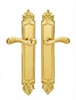 Gaia Brass Door Handle Set on plate.