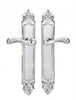 Gaia Brass Door Handle Set on plate.