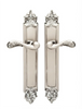Gaia Brass Door Handle Set on plate.