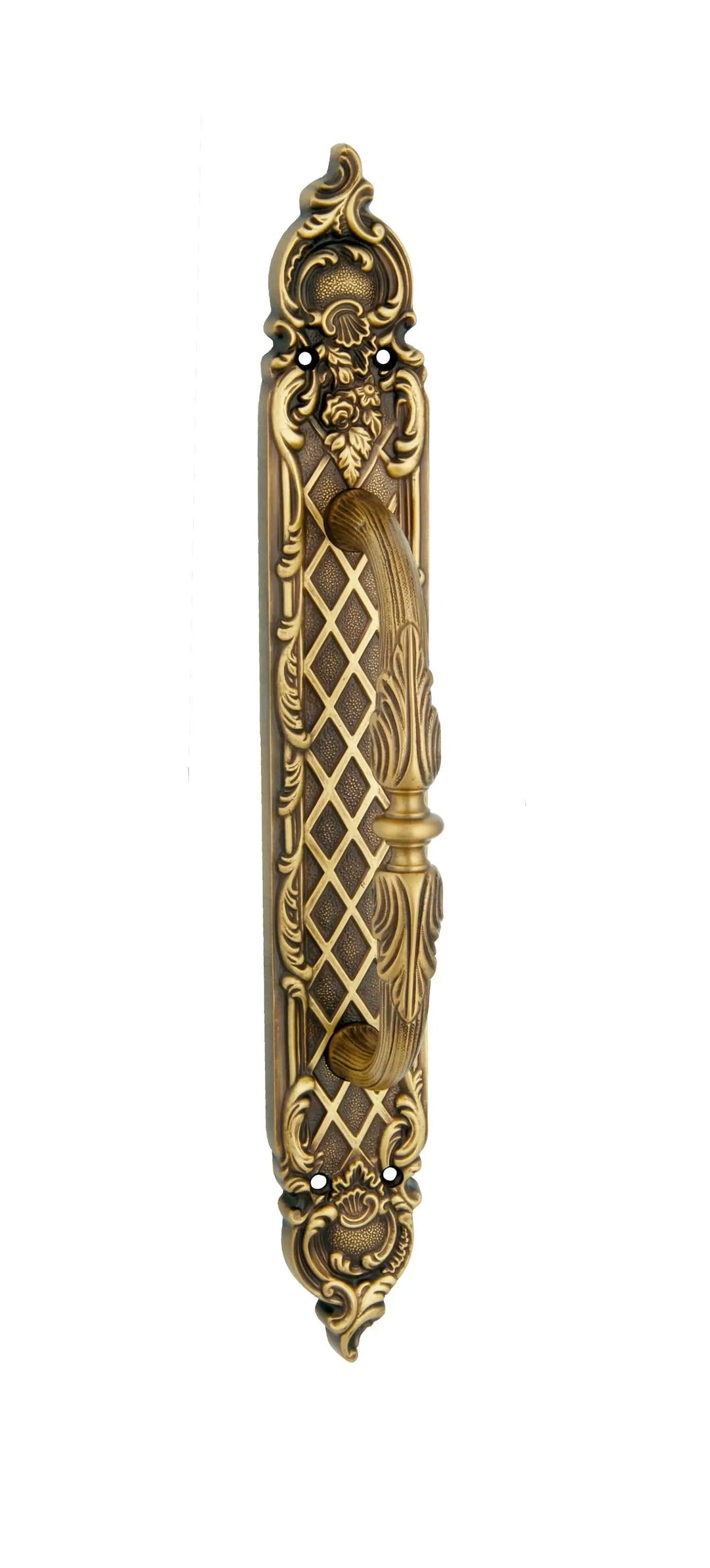 Belcastel Door Pull handle on plate 16". Classica collection. Brass door pulls. Luxury pull handles.