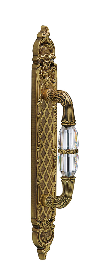 Belcastel Door Pull handle on plate 16" with Swarovski crystals. Classica collection. Brass door pulls. Luxury pull handles.