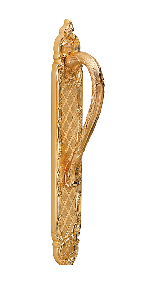 Blois Door Pull handle on plate 16". Classica collection. Brass door pulls. Luxury pull handles.