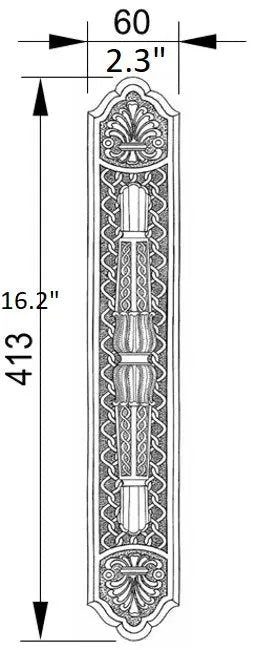 Ronan Luxury Pull handle on plate 16". Classica collection. Brass door pulls. Luxury pull handles. Secret Bath Plus