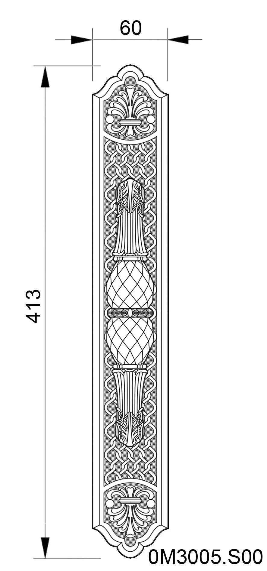 Margaret Door Pull handle on plate 16" with Swarovski crystals. Classica collection. Brass door pulls. Luxury pull handles.