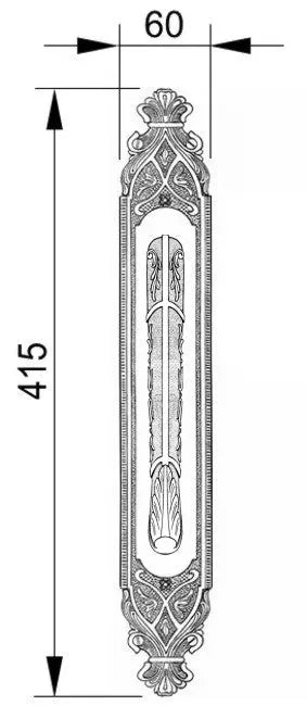 Amber Door Pull handle on plate 16" . Classica collection. Brass door pulls. Luxury pull handles. Secret Bath Plus