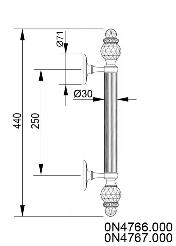 Seine large door pull handles set 17.3" with Swarovski crystals. Luxury glass door handles set Secret Bath Plus