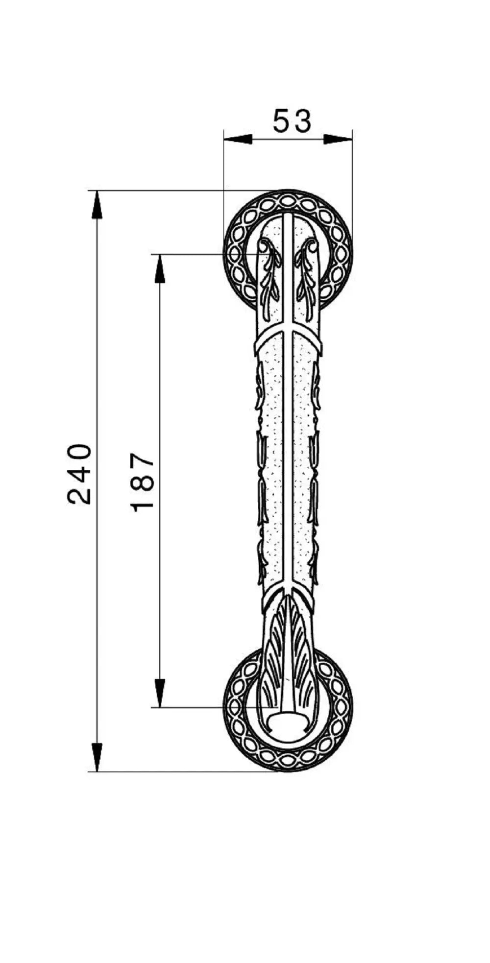 Laurent Luxury Pull handle on Rosette ". Classica collection. Brass door pulls. Luxury pull handles. Secret Bath Plus