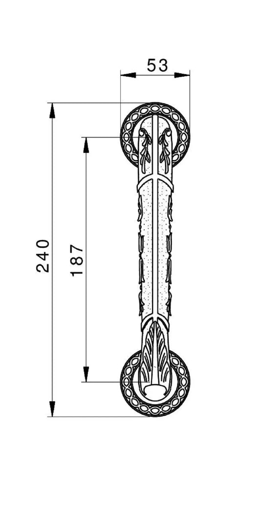 Laurent Luxury Pull handle on Rosette ". Classica collection. Brass door pulls. Luxury pull handles. Secret Bath Plus