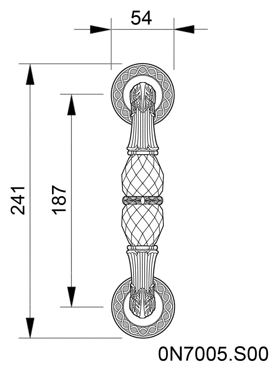 Charles Door pull handle set with Swarovski crystals. Luxury Shower door handle set Secret Bath Plus