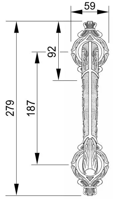 Empire Door pull handle on rosettes 11". Classica collection. Brass door pulls. Luxury pull handles. Secret Bath Plus