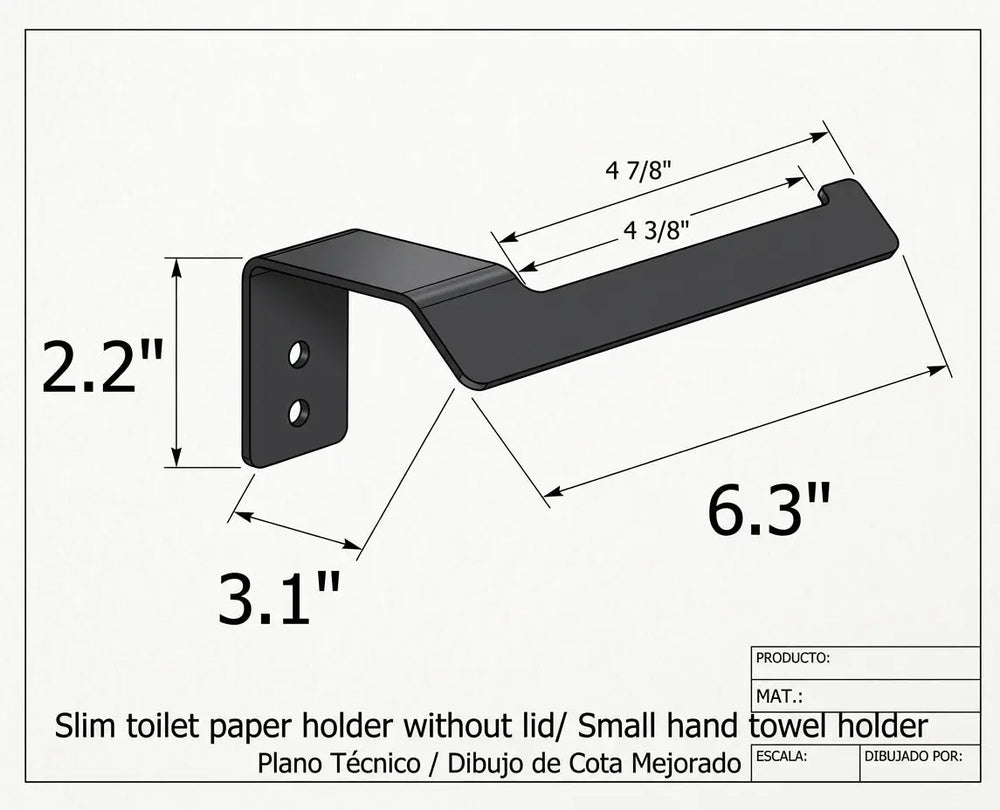 Slim toilet paper holder. Toilet roll holder made of stainless steel.