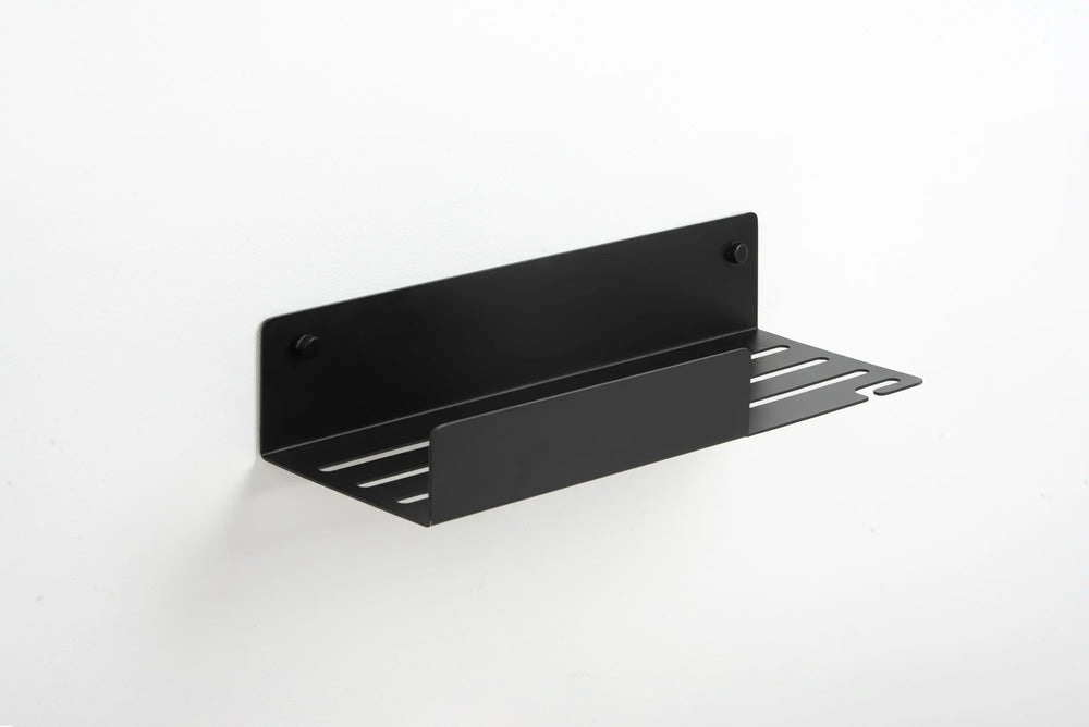 Modern 12" shower shelf with hook. Contemporary shower caddy secretbathstore