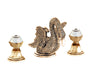 Swan Antique brass widespread bathroom sink faucet with Swarovski crystals.