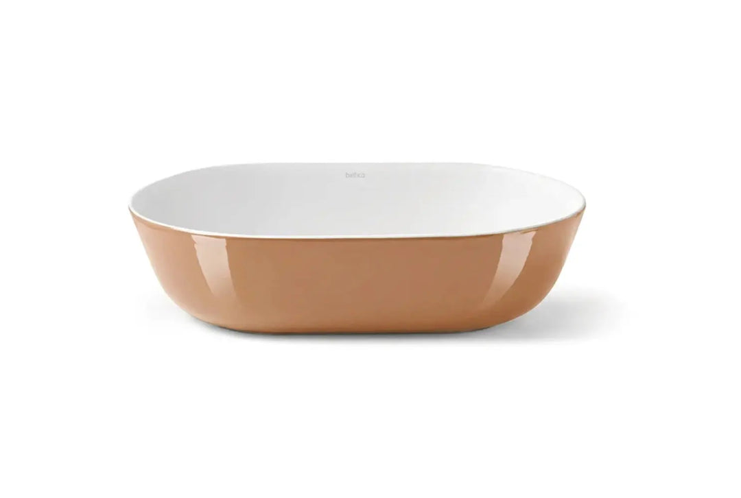 Salmon Oval bathroom vessel sink