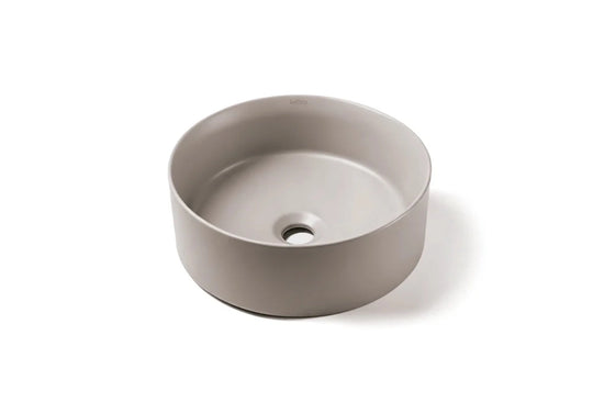 Taupe round bathroom sink