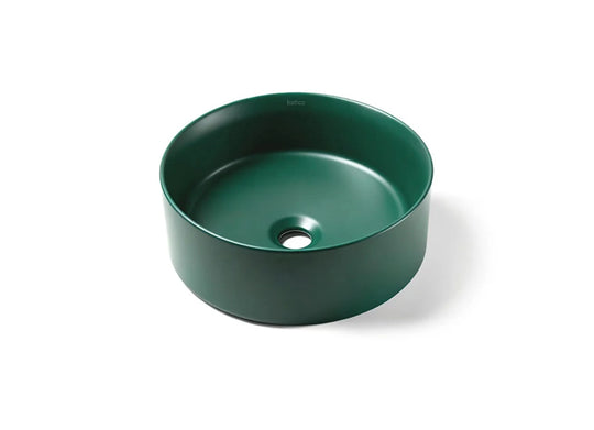 Dark green round bathroom sink