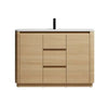 Hana free standing bathroom vanity. Natural Oak. Curve bathroom cabinets Secret Bath