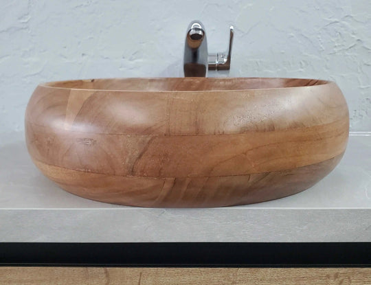 Bangalore bathroom vessel sink. Natural Acacia wood