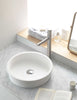 Belted Solid Surface bathroom vessel sink. Matte white