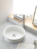 Belted Solid Surface bathroom vessel sink. Matte white