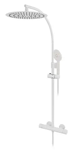 Minima matte white thermostatic shower column. Modern design MZ