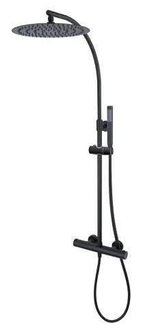 Minima matte black thermostatic shower column. Modern design MZ