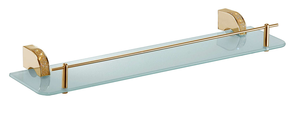 Cecilia wall frosted glass shelf with Swarovski crystals. Secret Bath