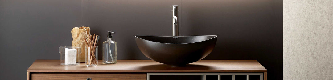 Begursa black Cast Iron bathroom vessel sink. Bowl sink.