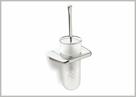 Alada Polished chrome wall toilet brush holder set.