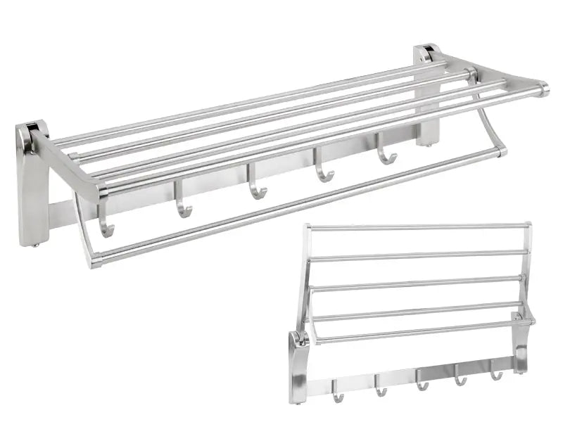Dario foldable polished chrome towel shelf hotel style. All in one towel rack PYP