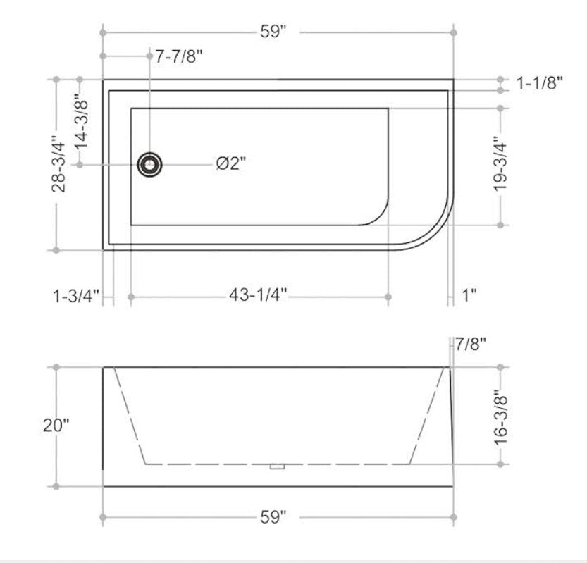 Alma corner bathtub. Free standing corner tub. Textured tub. Modern bathtub. Secret Bath