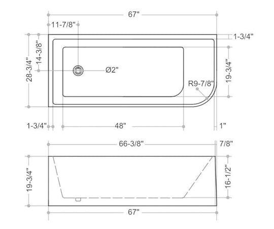 Alma corner bathtub. Free standing corner tub. Textured tub. Modern bathtub. Secret Bath
