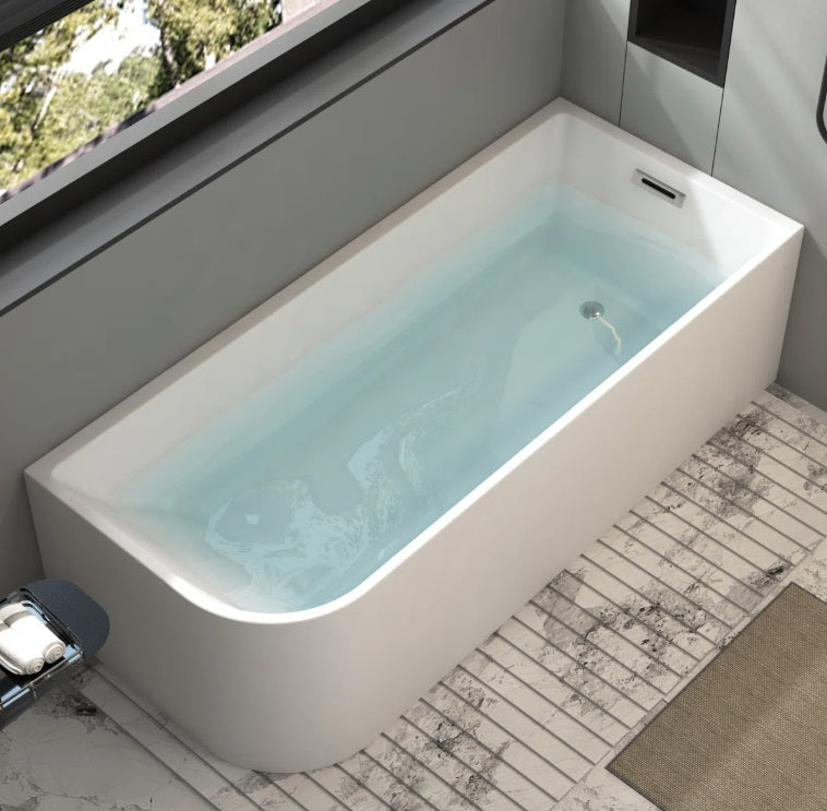 Alma corner bathtub. Free standing corner tub. Textured tub. Modern bathtub. Secret Bath