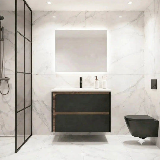 Andria modern floating bathroom vanity. Modern bathroom cabinet. Visobath